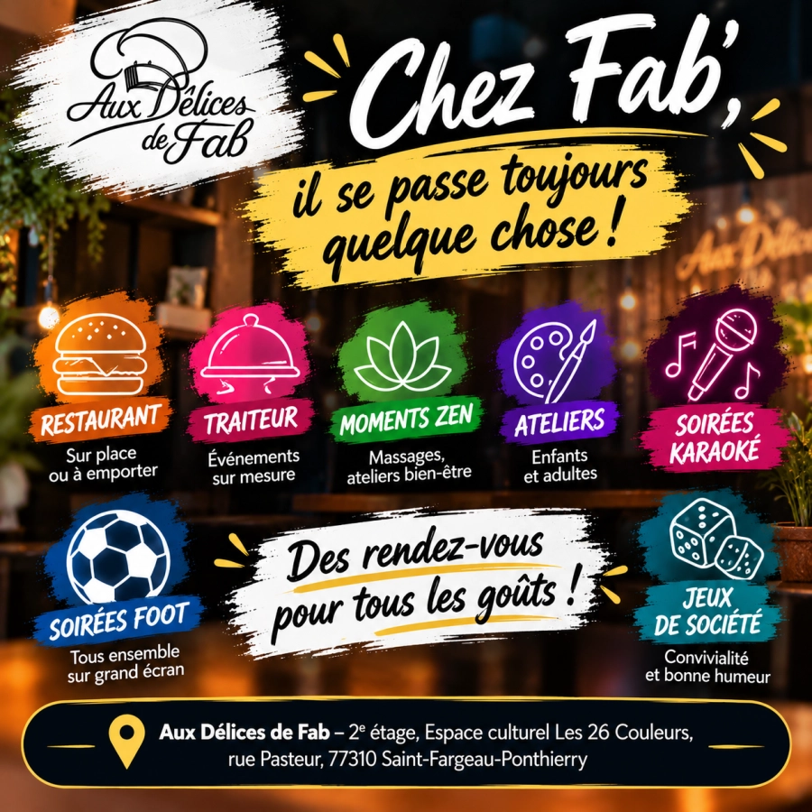 🎉 Chez Aux Délices de Fab, on ne vient pas seulement manger ! Animations,…